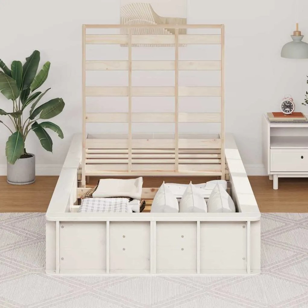 vidaXL Σκελετός Κρεβατιού Λευκό 210 x 118 x 30 εκ Στερεά ξυλεία πεύκου