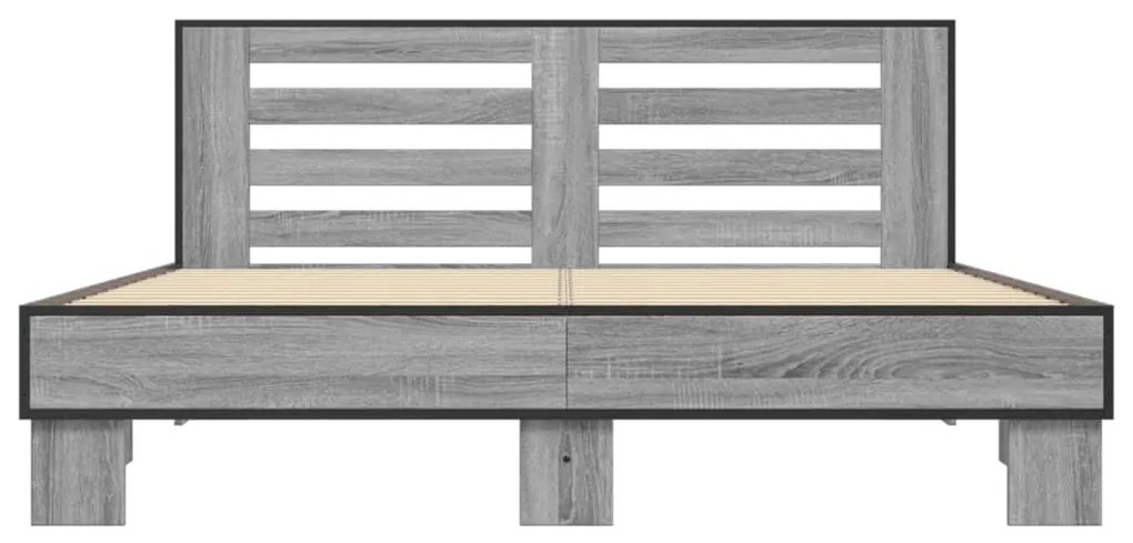 vidaXL Πλαίσιο Κρεβατιού Γκρι Sonoma 150x200 εκ. Επεξ. Ξύλο &amp; Μέταλλο