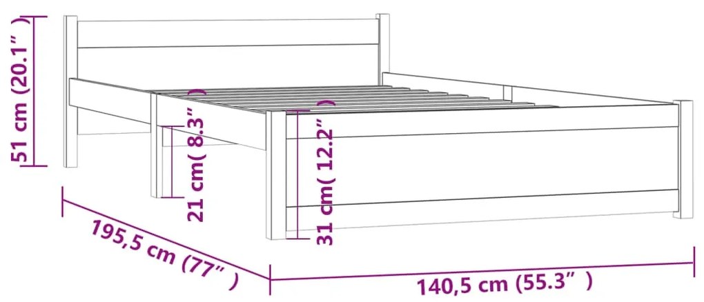 ΠΛΑΙΣΙΟ ΚΡΕΒΑΤΙΟΥ ΓΚΡΙ 135 X 190 ΕΚ. ΑΠΟ ΜΑΣΙΦ ΞΥΛΟ 4FT6 DOUBLE 815021