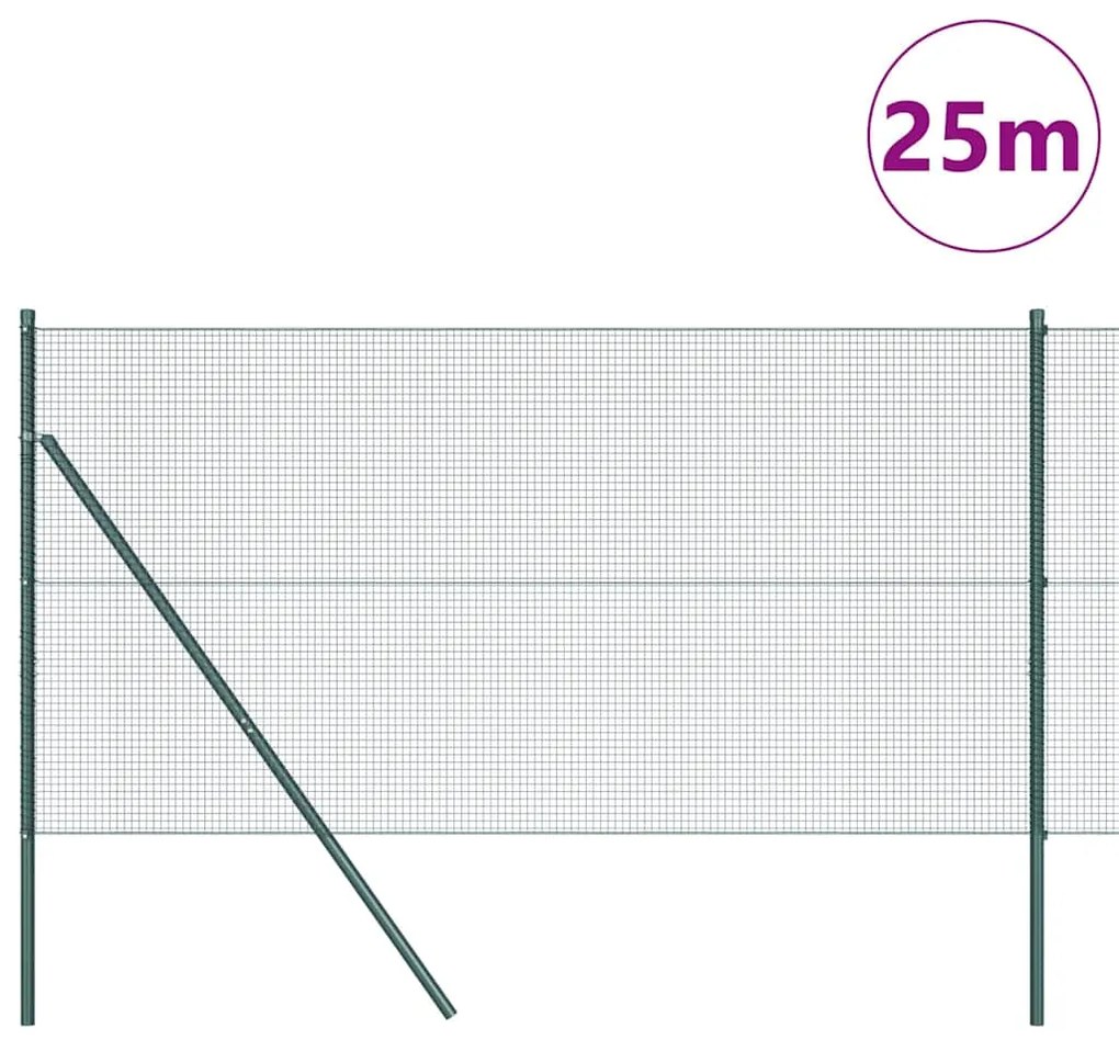 vidaXL Φράχτης με Στήλες. Πράσινο 1 x 25 m Ατσάλι