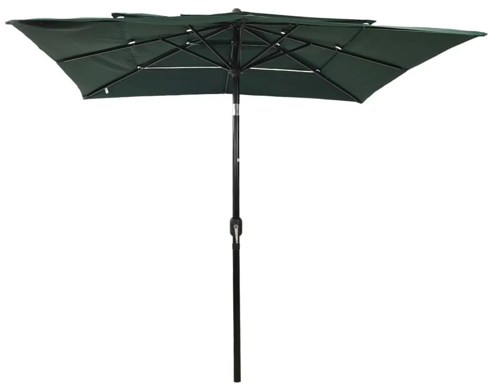 Ομπρέλα 3 Επιπέδων Πράσινη 2,5 x 2,5 μ. με Ιστό Αλουμινίου - Πράσινο