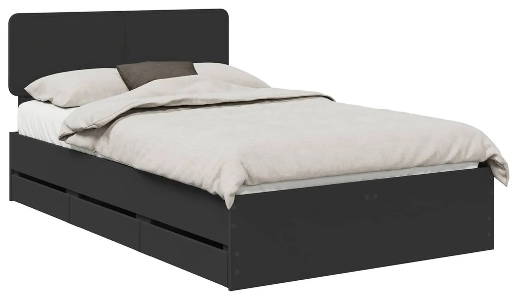 vidaXL Σκελετός Κρεβατιού Μαύρο 135 x 190 cm Μηχανήματος Ξύλο