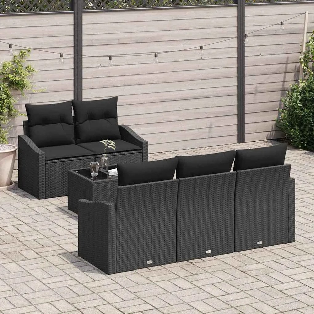 vidaXL Σετ Καναπέ Κήπου με μαξιλάρι 6 pcs Μαύρο 55 x 55 x 37 εκ