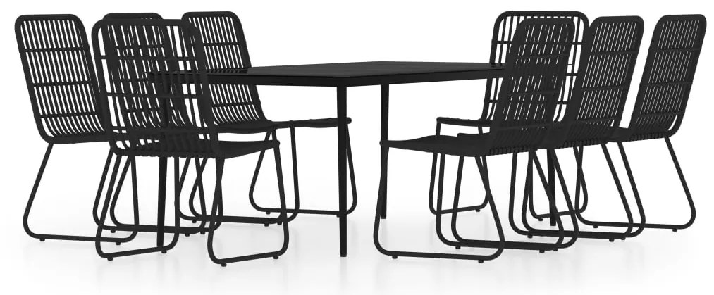 vidaXL Σετ Τραπεζαρίας Κήπου 9 Τεμαχίων Μαύρο