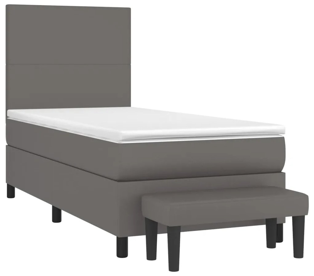 vidaXL Κρεβάτι Boxspring με Στρώμα Γκρι 80 x 200 εκ. Συνθετικό Δέρμα