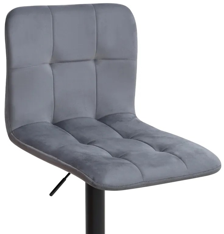 Σκαμπό μπαρ Carmelo Megapap με ρυθμιζόμενο ύψος βελούδο γκρι - βάση μαύρο ματ 45x42x90/113εκ.