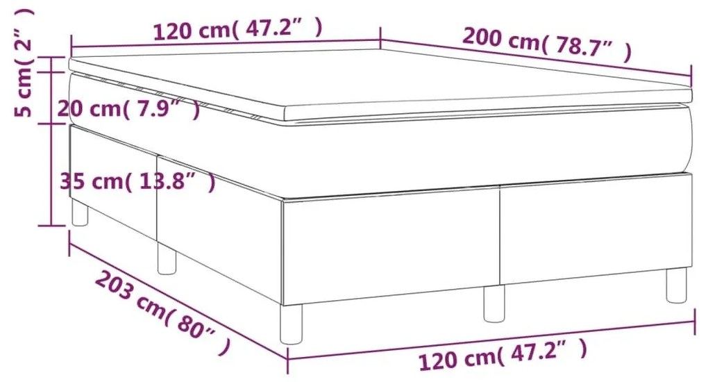 Κρεβάτι Boxspring με Στρώμα Κρεμ 120x200 εκ. Υφασμάτινο - Κρεμ