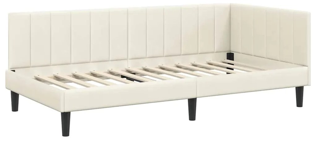 vidaXL Κρεβάτι γωνίας με στρώμα με στρώμα 2 pcs Κρεμ Βελούδο