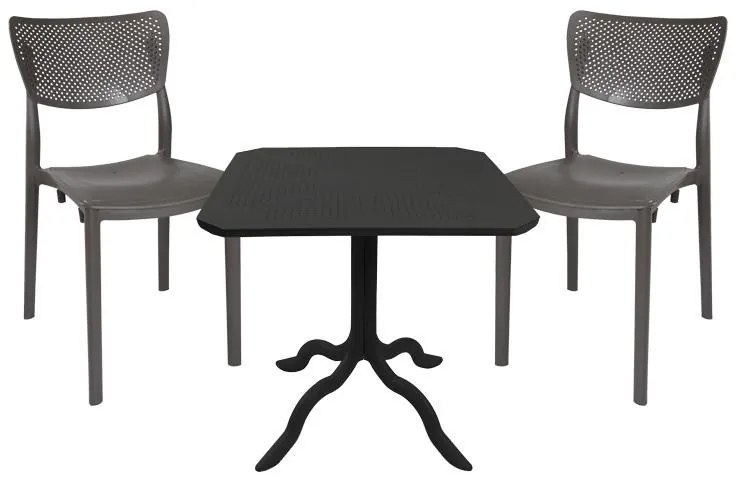 Τραπεζαρία Groovy-Ignite σετ 3τεμ PP ανθρακί 80x80x74,5εκ. 80x80x74.5 εκ.