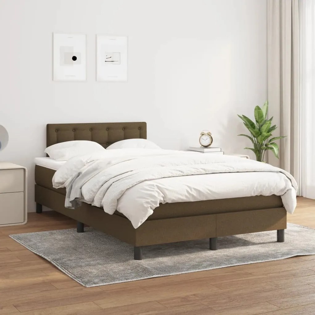 Κρεβάτι Boxspring με Στρώμα Σκούρο Καφέ 120x190 εκ Υφασμάτινο 3269754