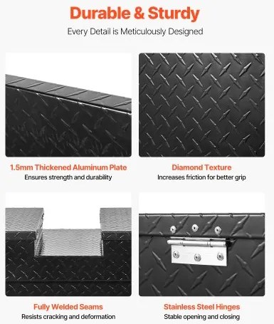 VEVOR Crossover Tool Box 70x20x13 In Heavy Duty Aluminum Toolbox for Truck Bed