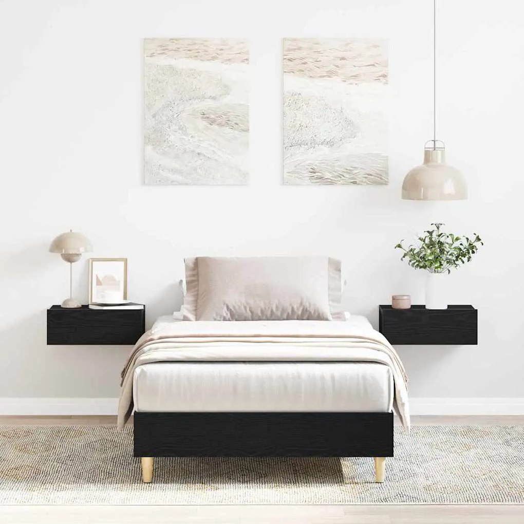 vidaXL Σκελετός Κρεβατιού Μαύρη δρυς 90 x 200 cm Επεξεργασμένο ξύλο