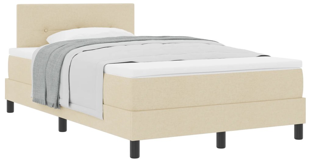 vidaXL Κρεβάτι box spring με στρώμα με στρώμα Κρεμ 120 x 200 cm ύφασμα