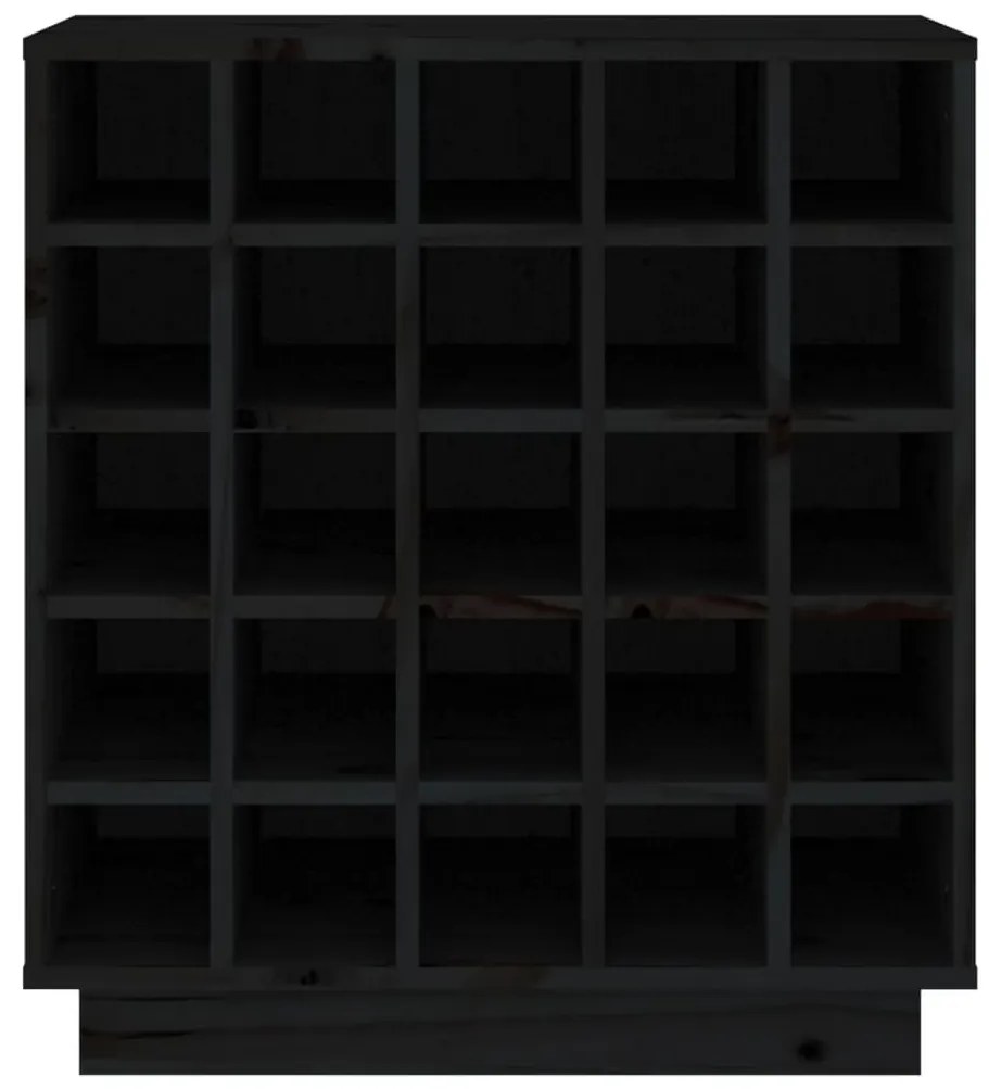 Κάβα Κρασιών Μαύρη 55,5 x 34 x 61 εκ. από Μασίφ Ξύλο Πεύκου - Μαύρο