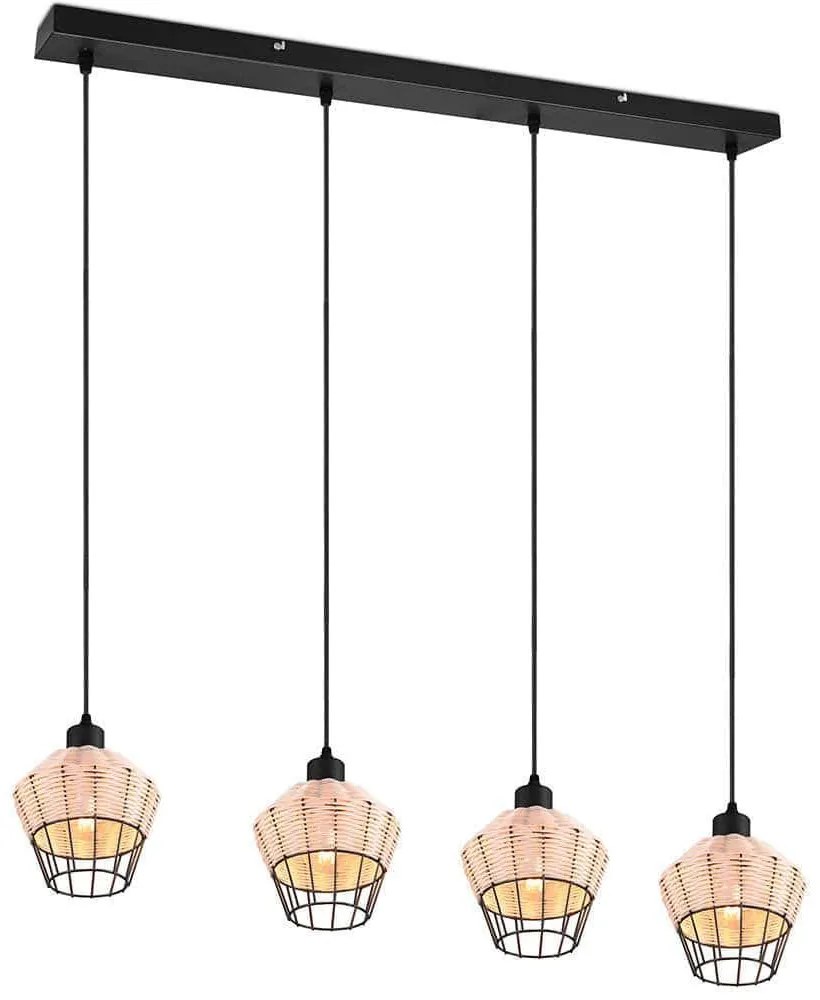 Φωτιστικό Οροφής - Ράγα Borka R31264036 95x17x150cm 4xE27 40W Natural-Black RL Lighting