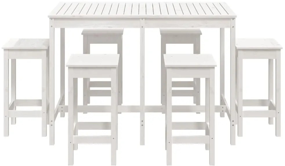 vidaXL Σετ Επίπλων Μπαρ Κήπου 7 Τεμαχίων Λευκό από Μασίφ Ξύλο Πεύκου