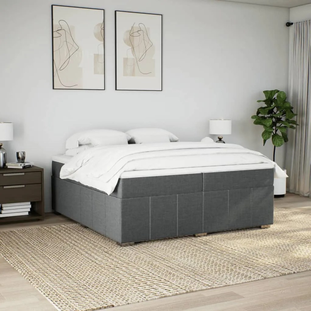 vidaXL Κρεβάτι Boxspring με Στρώμα Taupe 200x200 εκ. Υφασμάτινο