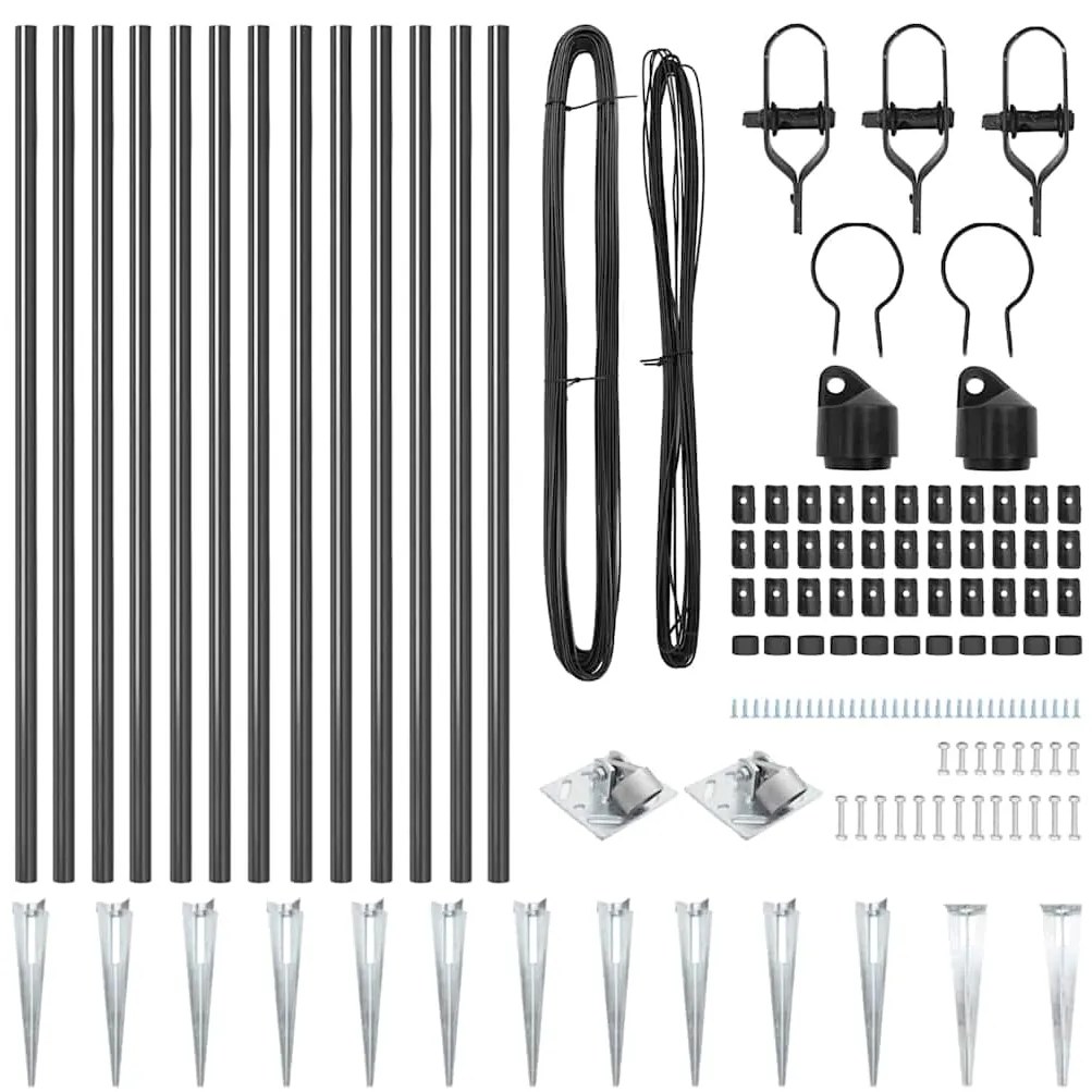 vidaXL Πό posts φράχτη 13 pcs Γκρι Ø32mm 120 εκ Γαλβανισμένος χάλυβας