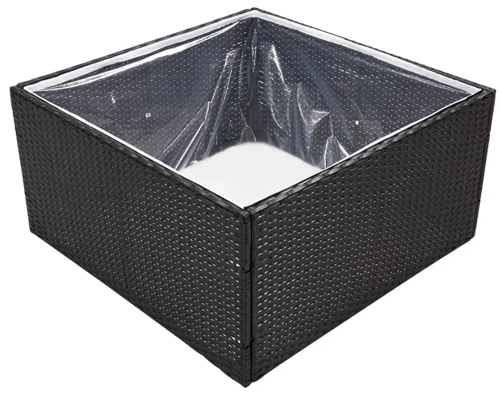 vidaXL Ζαρντινιέρα Κήπου Μαύρη 80 x 80 x 40 εκ. από Συνθετικό Ρατάν