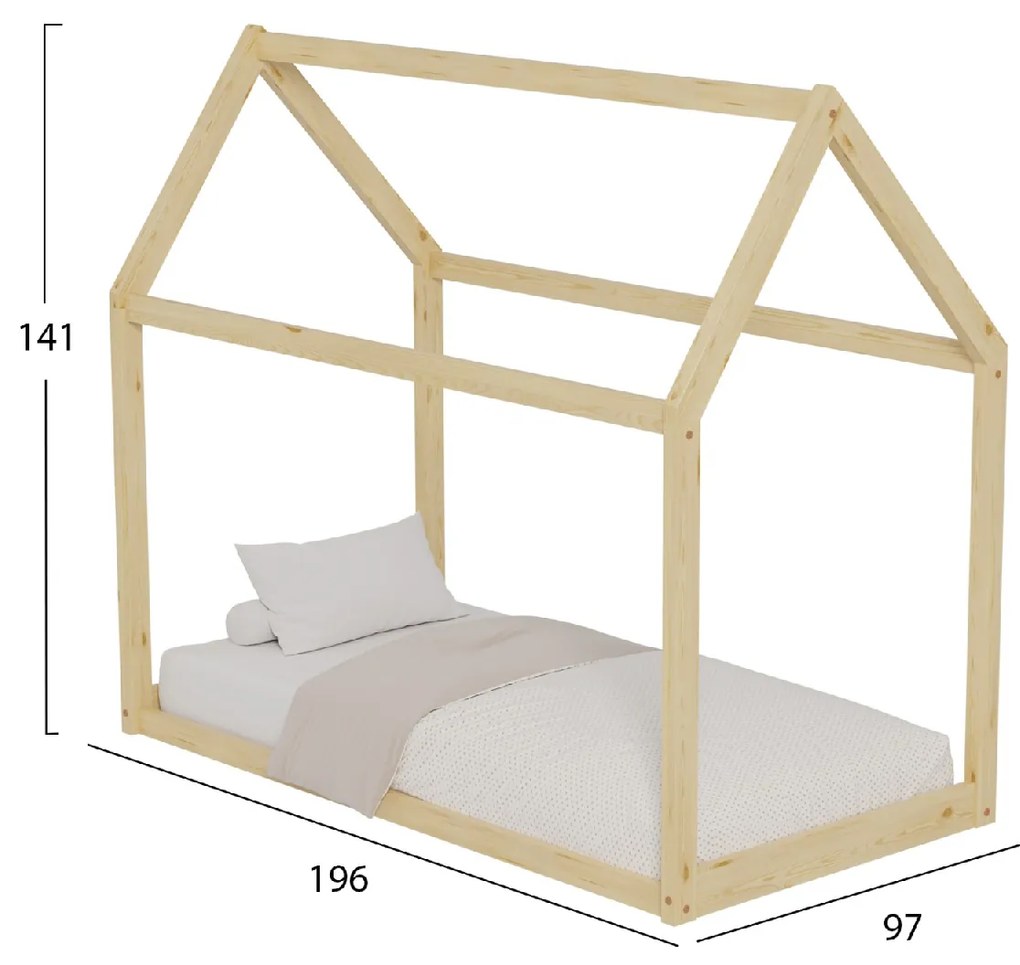 ΚΡΕΒΑΤΙ ΠΑΙΔΙΚΟ PEPE HM677.01 τ.MONTESSORI ΞΥΛΟ ΠΕΥΚΟ ΦΥΣΙΚΟ- 190x90εκ