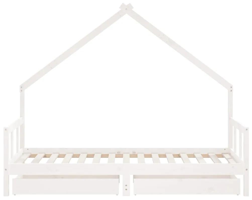 vidaXL Πλαίσιο Παιδικού Κρεβατιού Συρτάρια Λευκό 90x190εκ. Ξύλο Πεύκου