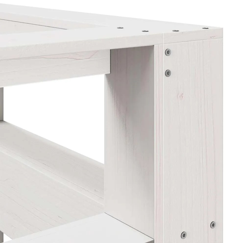 vidaXL βιβλιοθήκη κεφαλάρι σε σχήμα L Λευκό 120 εκ. Ξύλο Πεύκου