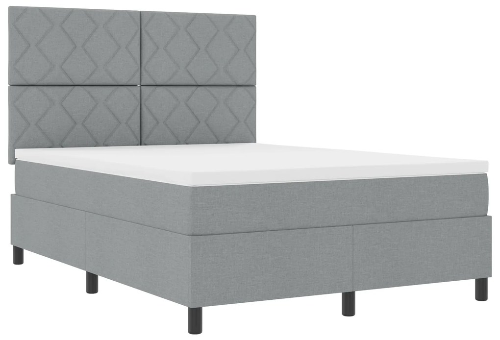 vidaXL Κρεβάτι Box Spring με Στρώμα Φως Γκρι 160x200 εκ. Ύφασμα