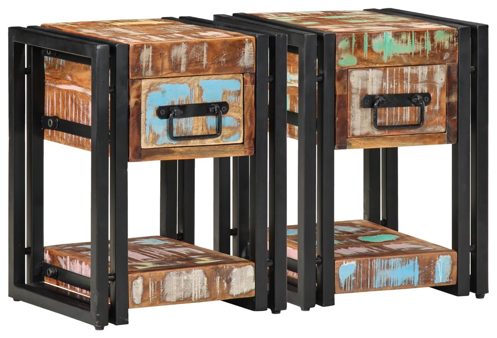 vidaXL Νυχτερινά Τραπέζια 2 τμχ 40x40x40 εκ Μασίφ ανακυκλωμένο ξύλο