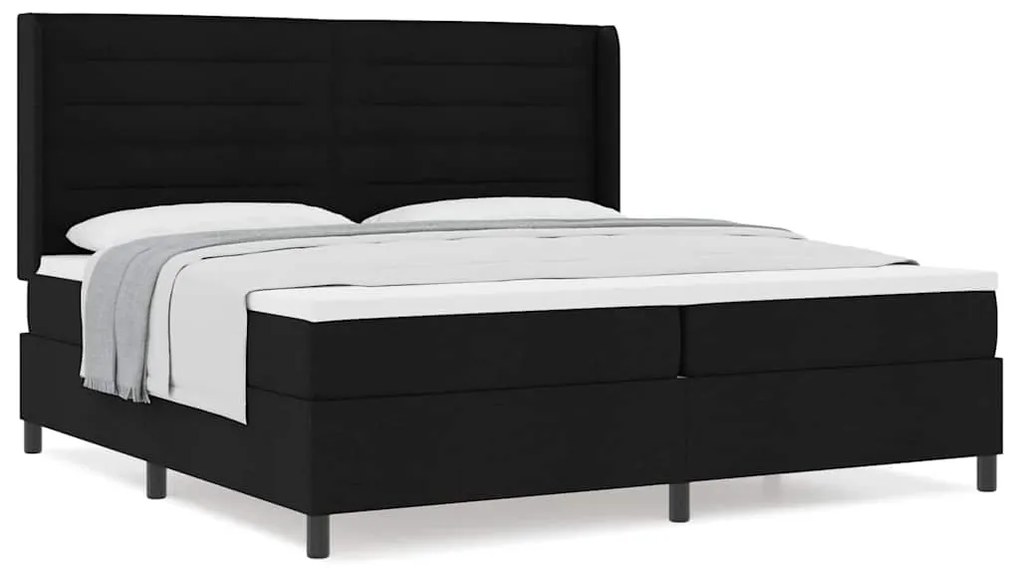 vidaXL Κρεβάτι με ελατήρια με στρώμα Μαύρο 200 x 200 cm ύφασμα