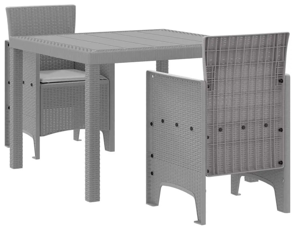 vidaXL Σέτ φαγητού για κήπο 3 pcs Ανοιχτό γκρι Rattan Polt