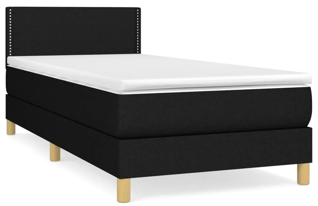 vidaXL Κρεβάτι Boxspring με Στρώμα Μαύρο 90x200 εκ. Υφασμάτινο