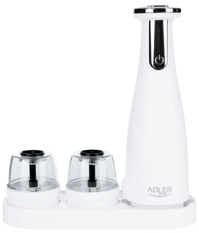 Ηλεκτρικός Μύλος Μπαχαρικών Adler AD 4449W, 3 τμχ, 150 ml, USB, μπαταρία Li-Ion 1500mAh, Κεραμικές λεπίδες, Λευκό