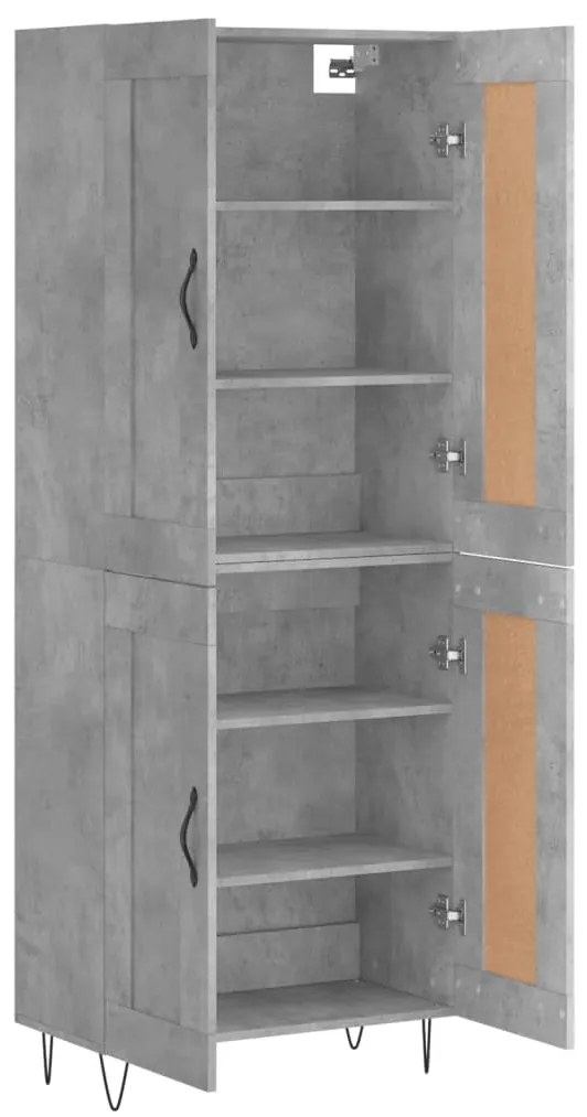 vidaXL Ντουλάπι Γκρι Σκυροδέματος 69,5x34x180 εκ. Επεξεργασμένο Ξύλο