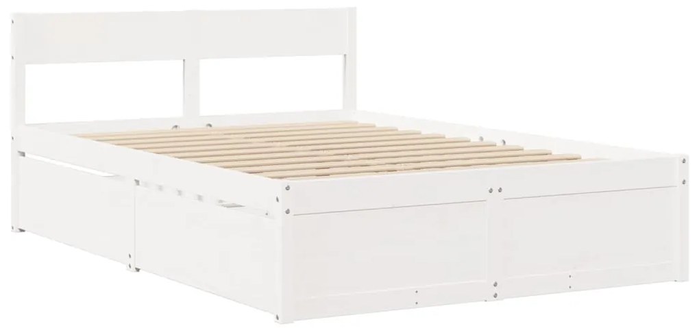 vidaXL Σκελετός Κρεβ. Χωρίς Στρώμα Λευκό 135x190 εκ Μασίφ Πεύκο