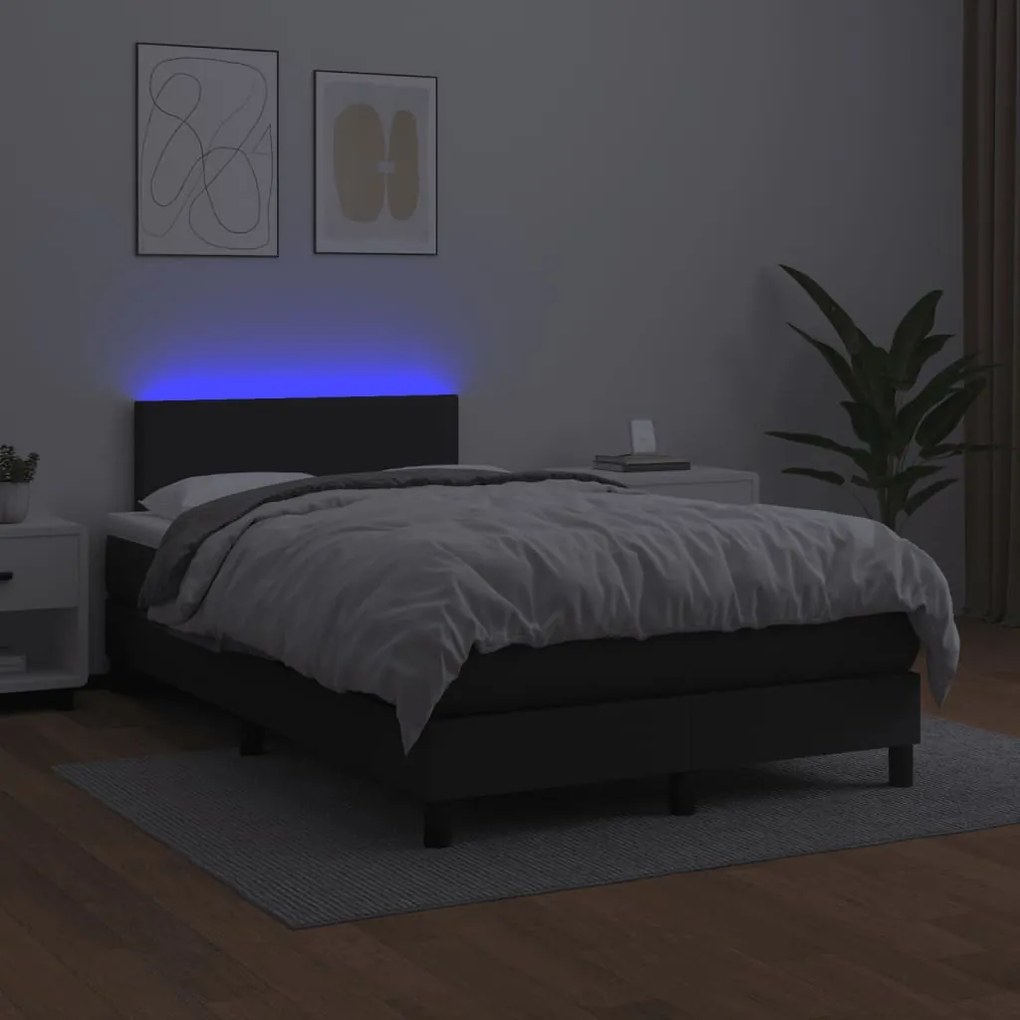 ΚΡΕΒΑΤΙ BOXSPRING ΜΕ ΣΤΡΩΜΑ&amp;LED ΜΑΥΡΟ 120X190ΕΚ.ΣΥΝΘΕΤΙΚΟ ΔΕΡΜΑ 3270123