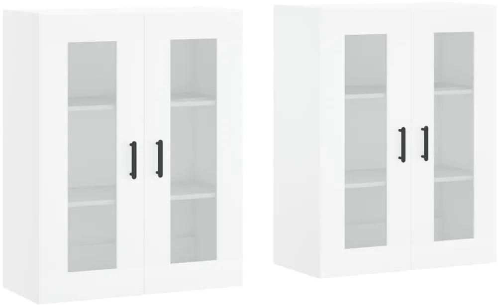 vidaXL Ντουλάπια Επιτοίχια 2 τεμ. Λευκά από Επεξεργασμένο Ξύλο