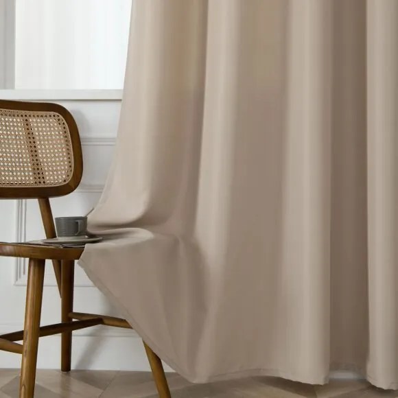 Beauty Home Κουρτίνα μεσαίας σκίασης με 8 μεταλλικούς κρίκους Effect Art 8443 140x270 Άμμου