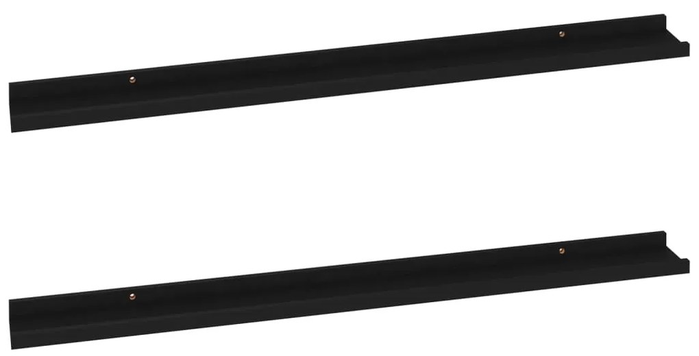 vidaXL Ράφια Τοίχου 2 τεμ. Μαύρα 100 x 9 x 3 εκ.