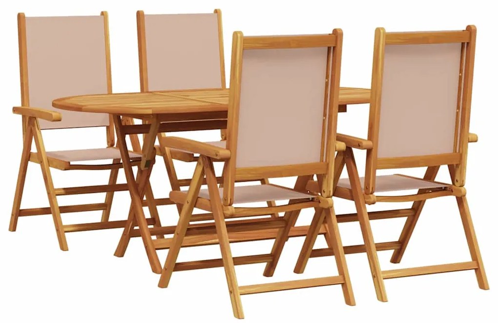 vidaXL Σέτ φαγητού για κήπο 5 pcs Taupe Μασίφ ξύλο ακακίας