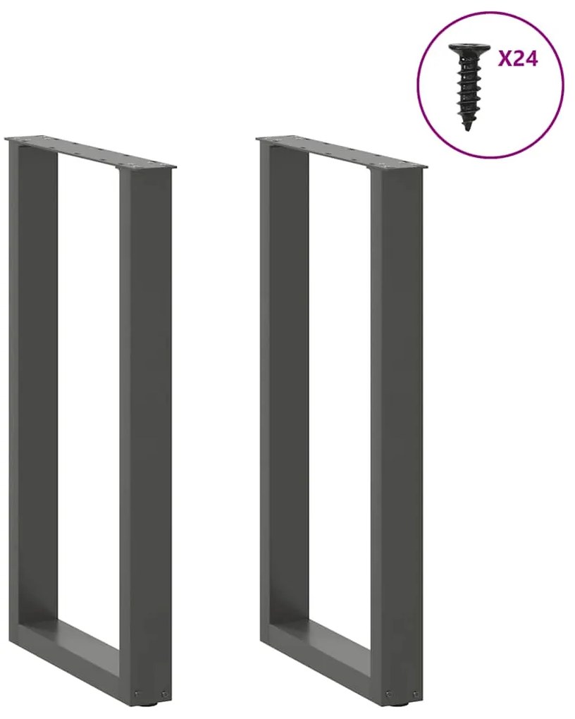 vidaXL Πόδια Τραπεζιού Μπαρ σε Σχήμα U 2 τεμ. Ανθρακί 50x(90-91) εκ. Ατσάλι