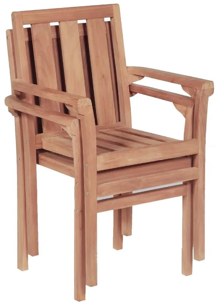Καρέκλες Κήπου Στοιβαζόμενες 2 τεμ. από Μασίφ Ξύλο Teak - Καφέ