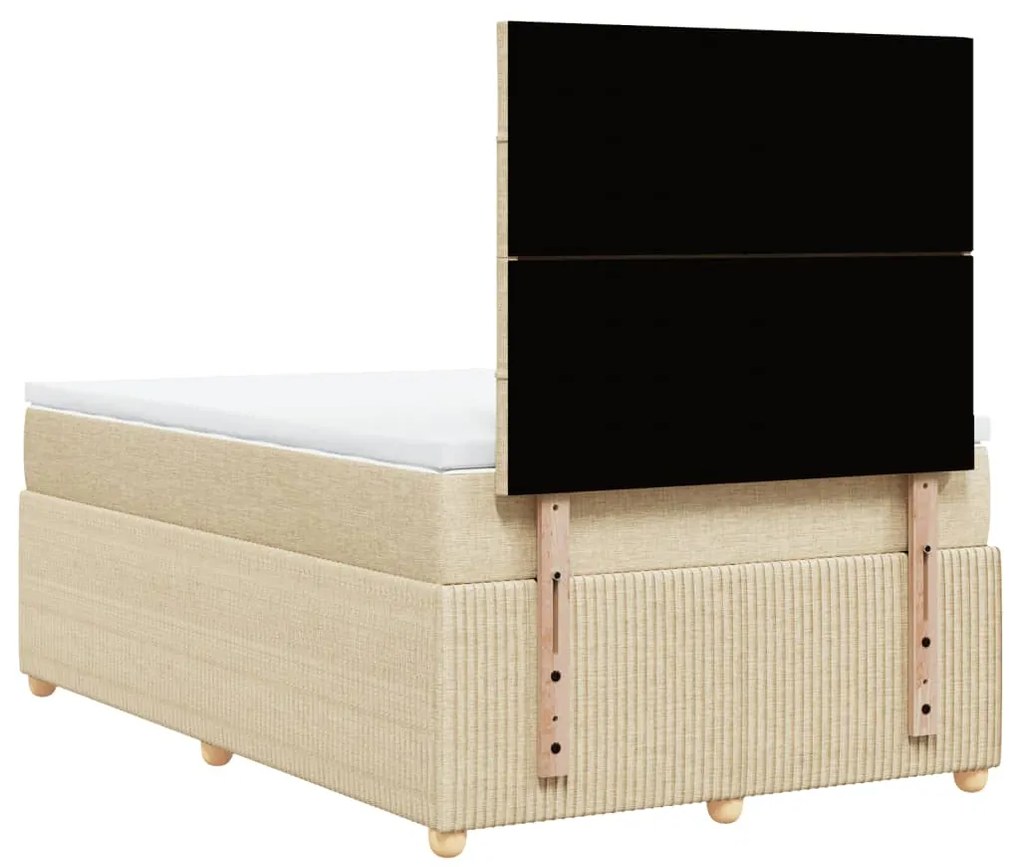 vidaXL Κρεβάτι Boxspring με Στρώμα Κρεμ 120x200 εκ. Υφασμάτινο