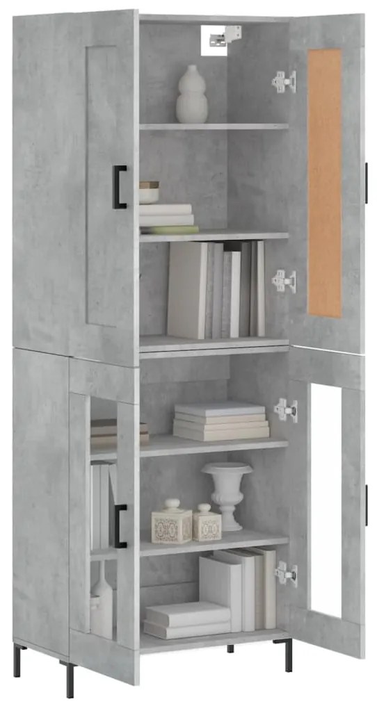vidaXL Ντουλάπι Γκρι Σκυροδέματος 69,5x34x180 εκ. Επεξεργασμένο Ξύλο