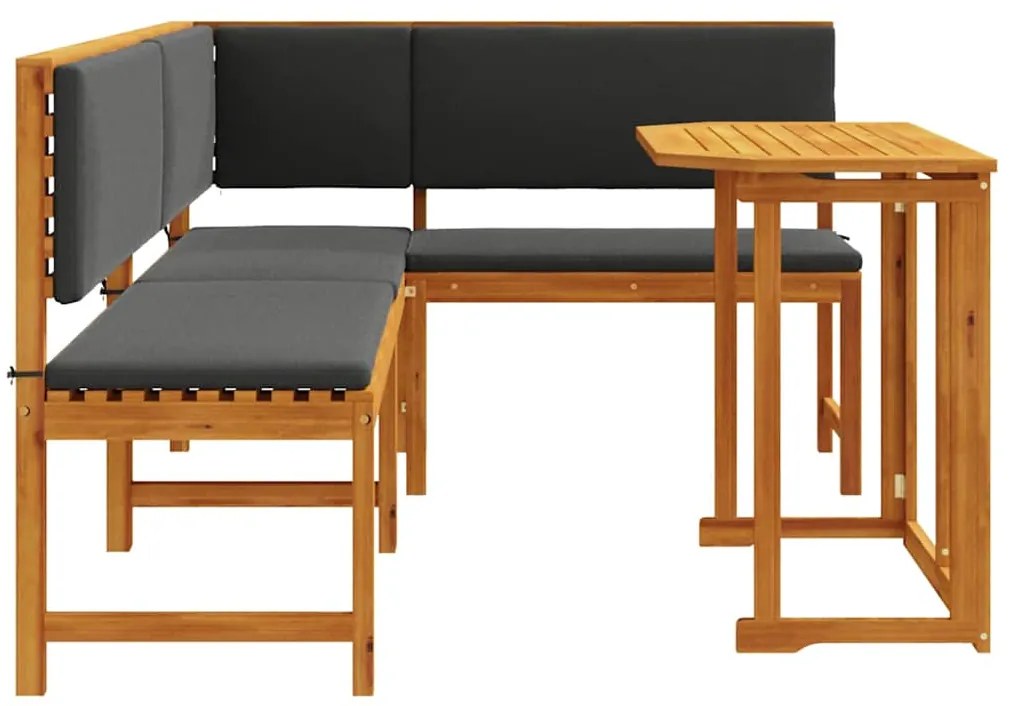 vidaXL Σετ Παγκάκι Κήπου 3 pcs Καφέ Στερεό Ξύλο Ακακίας