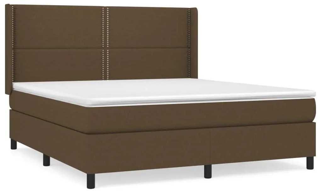 Κρεβάτι Boxspring με Στρώμα Σκούρο Καφέ 180x200 εκ Υφασμάτινο - Καφέ