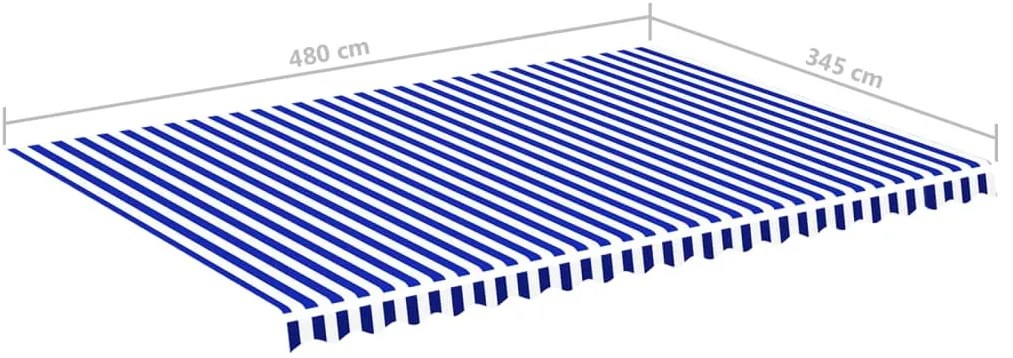 vidaXL Τεντόπανο Ανταλλακτικό Μπλε / Λευκό 5 x 3,5 μ.