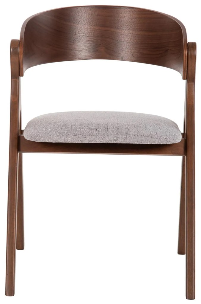 Καρέκλα NEKKER Rubberwood Καρυδί και Γκρί ύφασμα 56x55x78Yεκ. 2αδα 56x55x78 εκ.