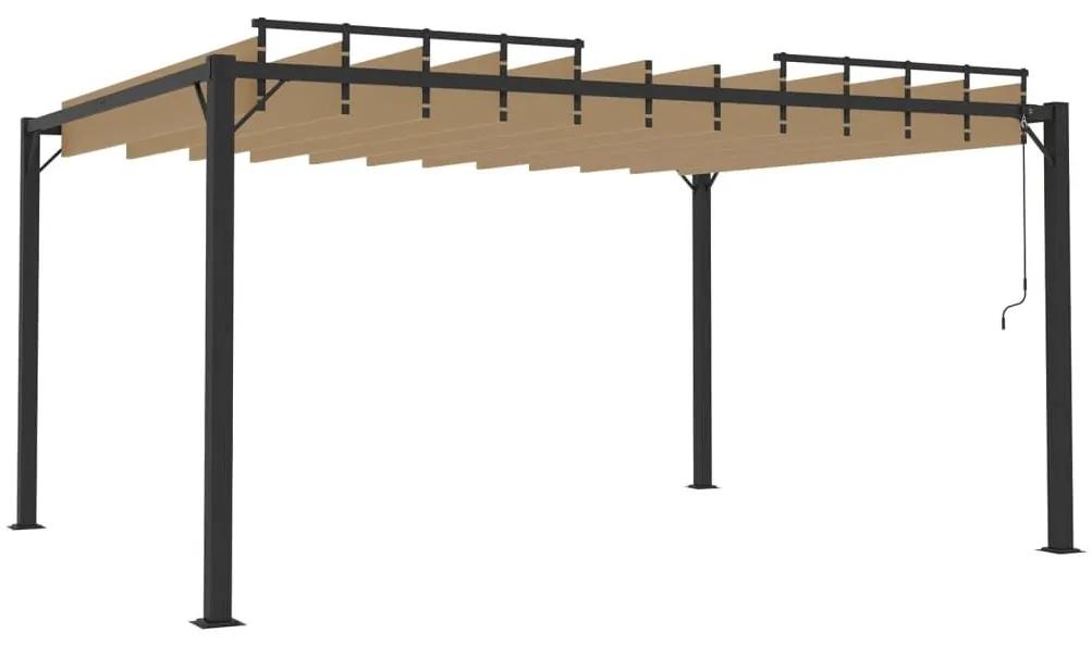 Κιόσκι με Ανοιγόμενη Οροφή Taupe 3 x 4 μ. Ύφασμα και Αλουμίνιο - Μπεζ-Γκρι