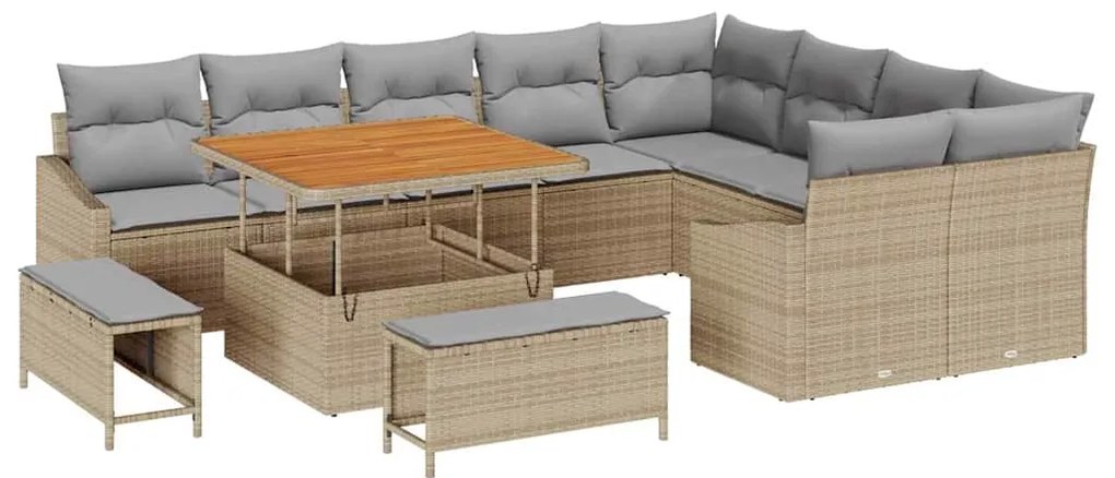 vidaXL Σετ Καναπέ Κήπου 12 pcs Μπεζ, Ανοιχτό Γκρι 100 x 100 x 71 cm