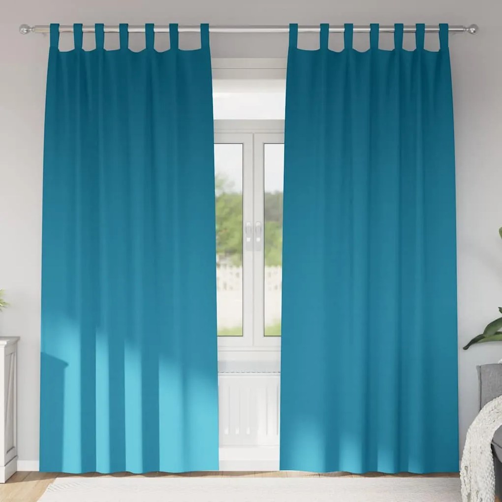 vidaXL Κουρτίνες με κουρτίνες 2 pcs Τιρκουάζ 245 x 140 εκ. Πολυεστέρας
